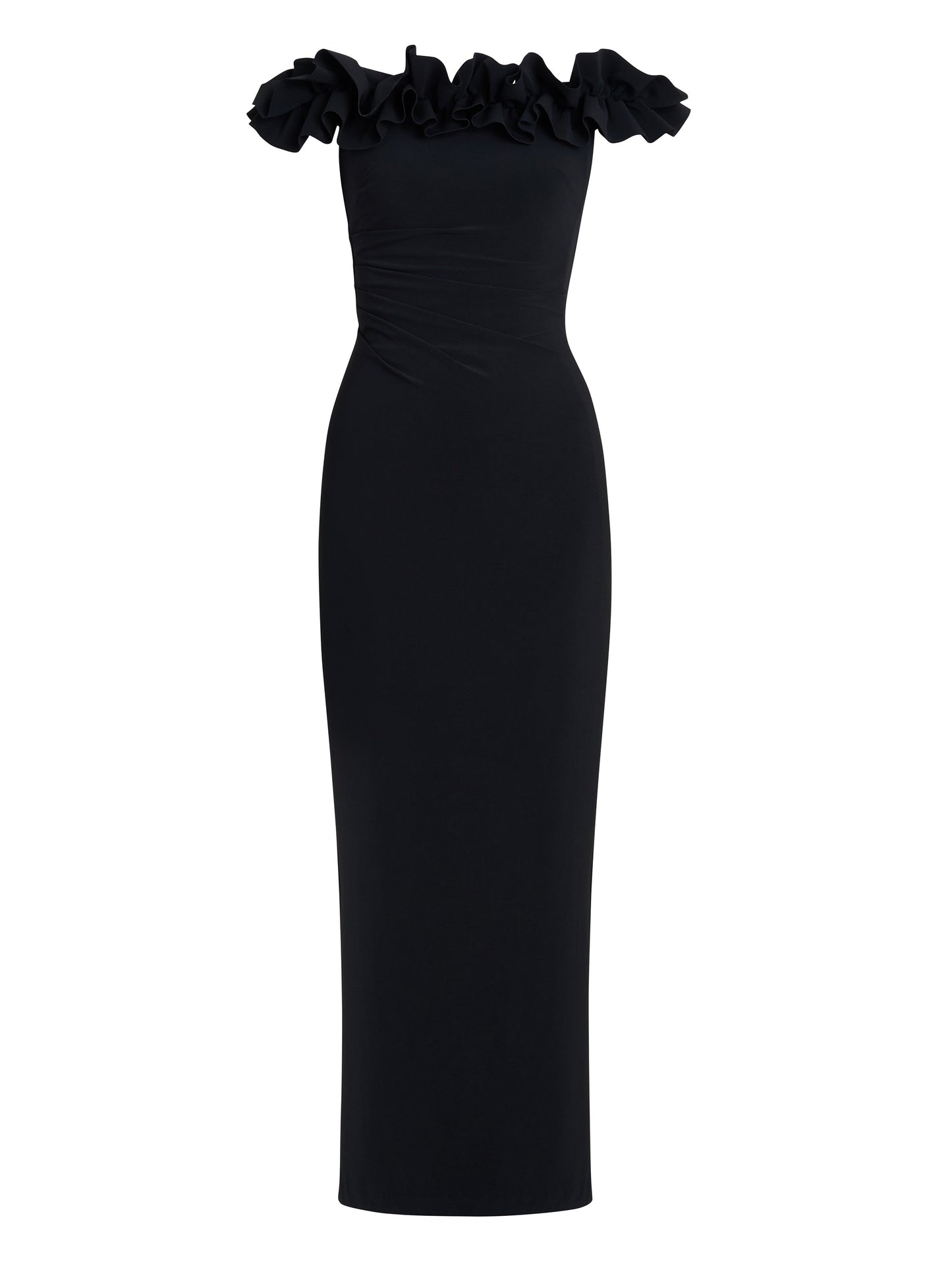 Sabrina Jersey Ruffle Neck Maxi Dress