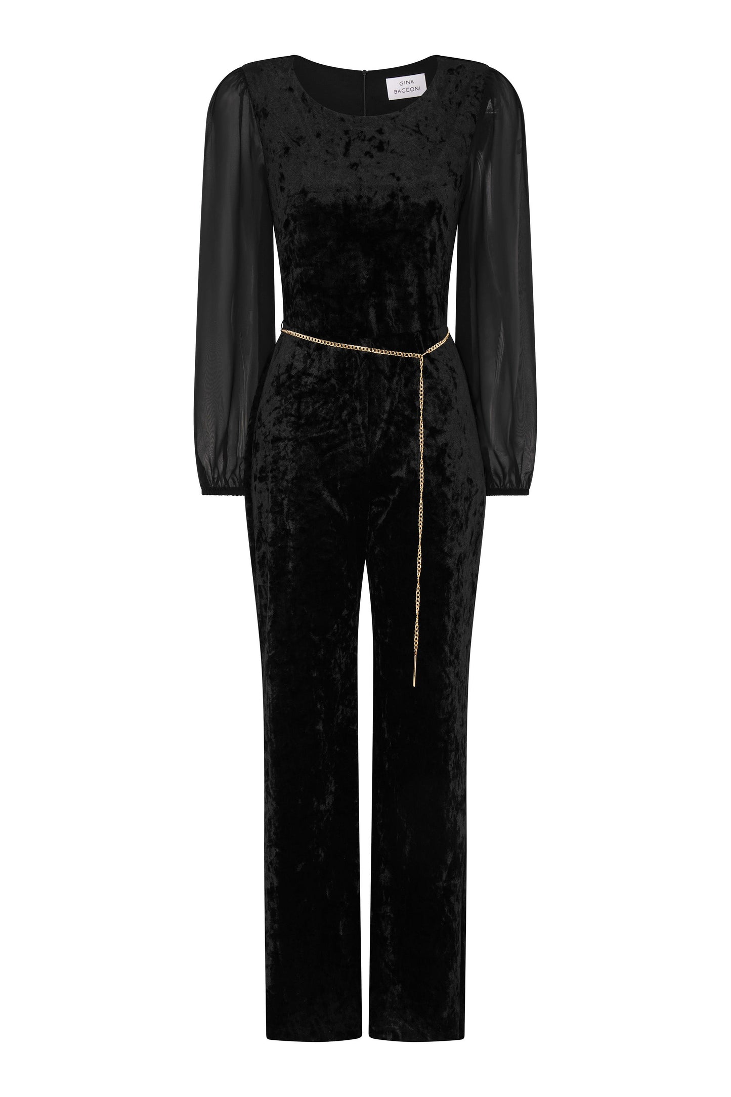 Alaska Velvet Jumpsuit With Sheer Sleeves
