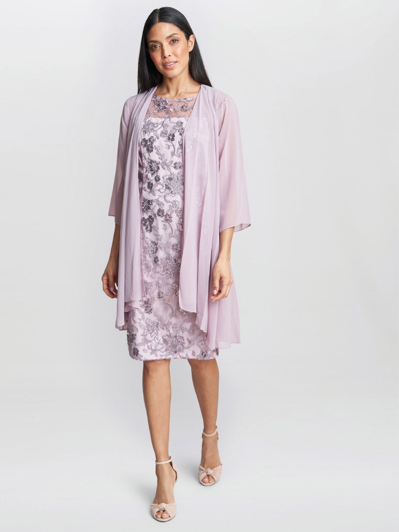 Gladys Embroidered Shift Dress And Jacket