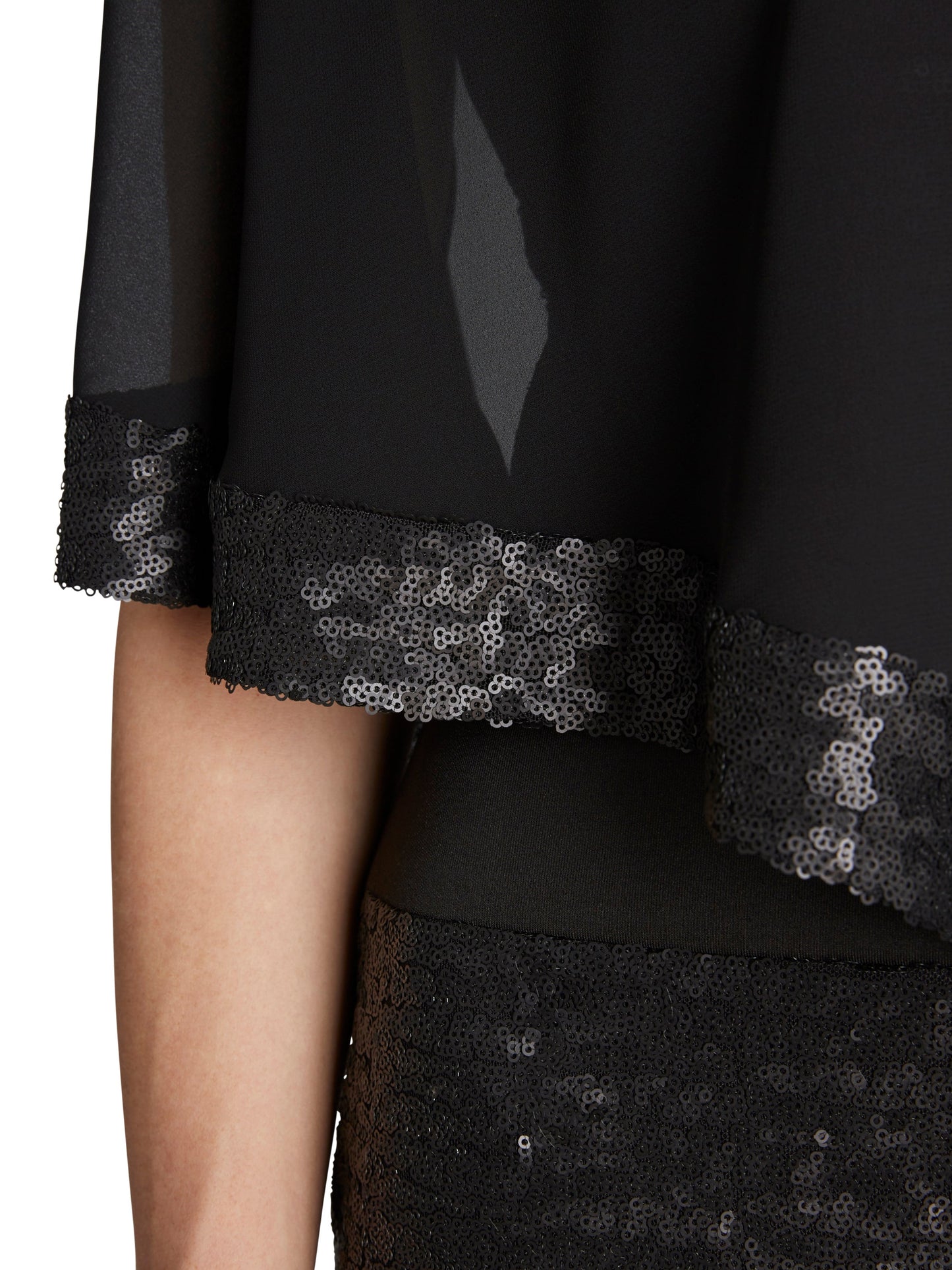 Black Chiffon Cape With Sequin Edge