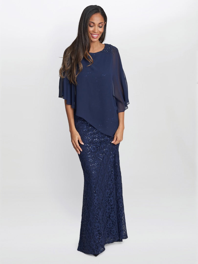 Ginger Sequin Lace Dress With Chiffon Dress