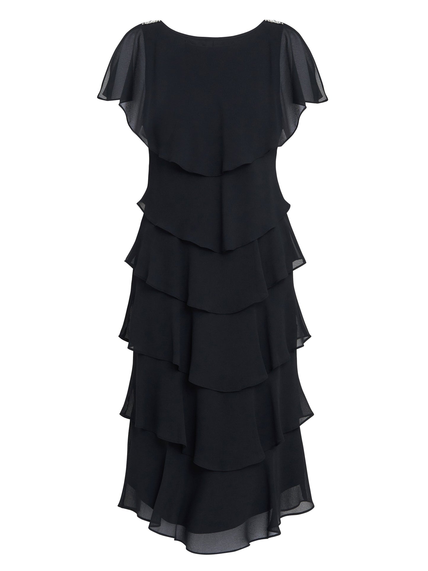  Tessa Midi Tiered Dress With Shoulder Trim