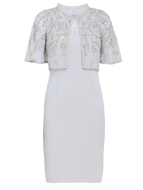  Monica Beaded Jacket With Stand Frill Neck And Butterfly Sleeve