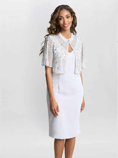  Monica Beaded Jacket With Stand Frill Neck And Butterfly Sleeve