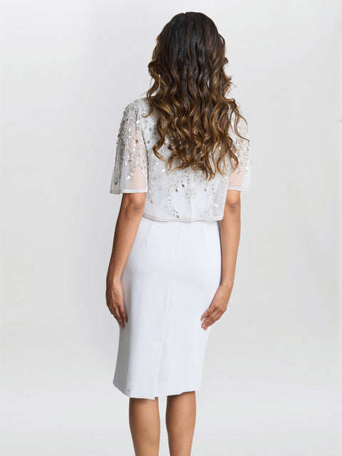  Monica Beaded Jacket With Stand Frill Neck And Butterfly Sleeve