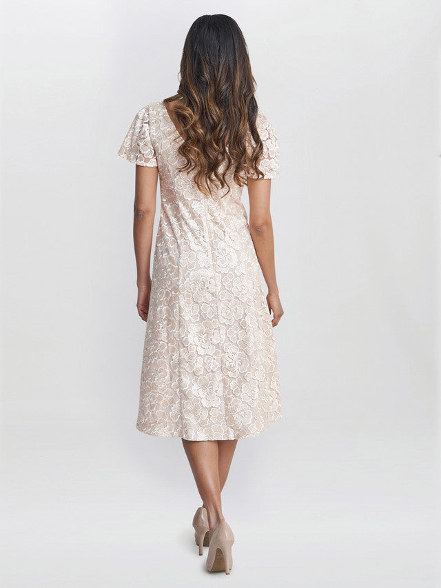  Mylene Embroidered Floral A-Line Midi Dress