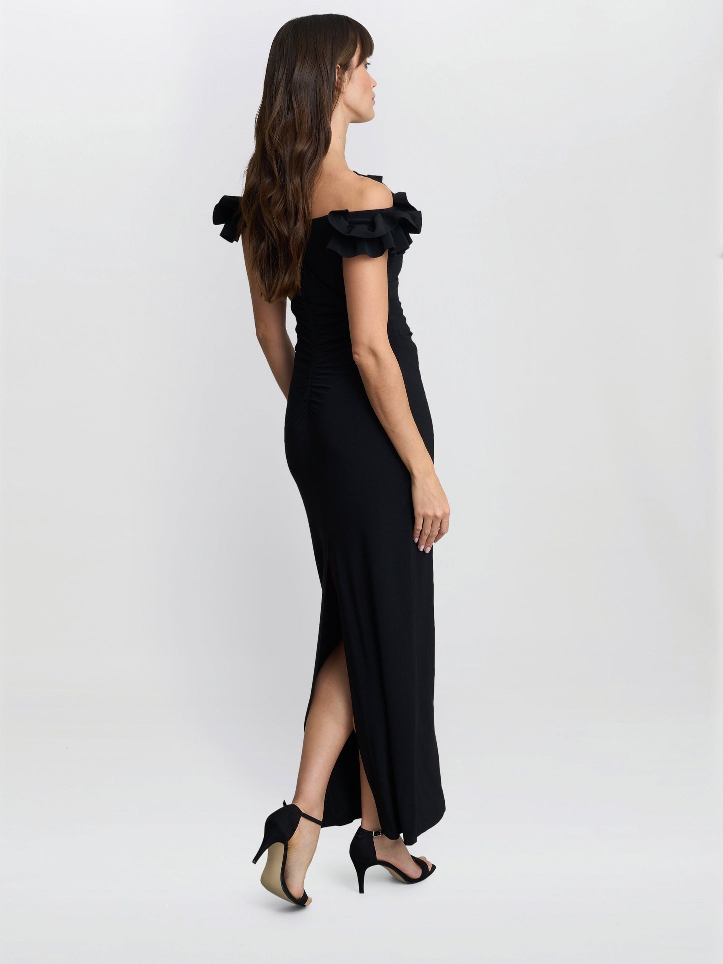  Sabrina Jersey Ruffle Neck Maxi Dress