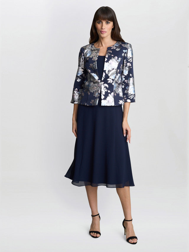  Sandra Floral Print Jacquard Jacket And Dress