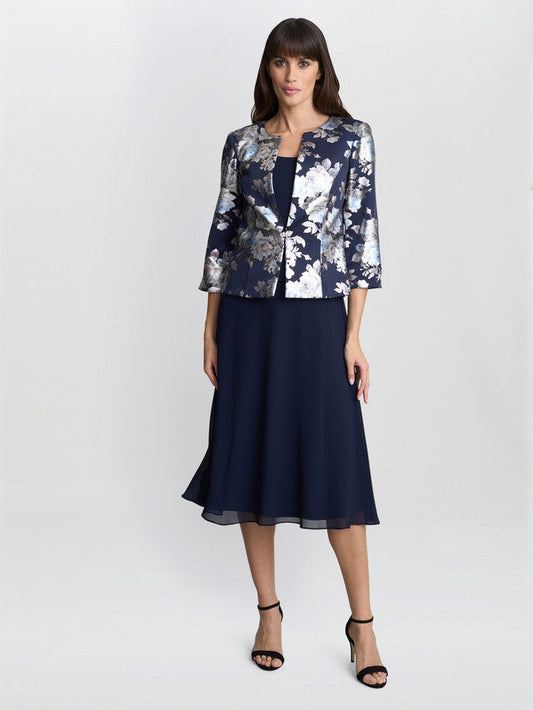  Sandra Floral Print Jacquard Jacket And Dress