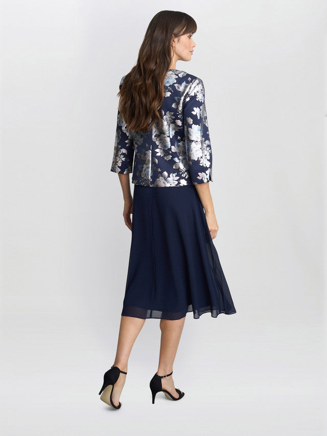  Sandra Floral Print Jacquard Jacket And Dress
