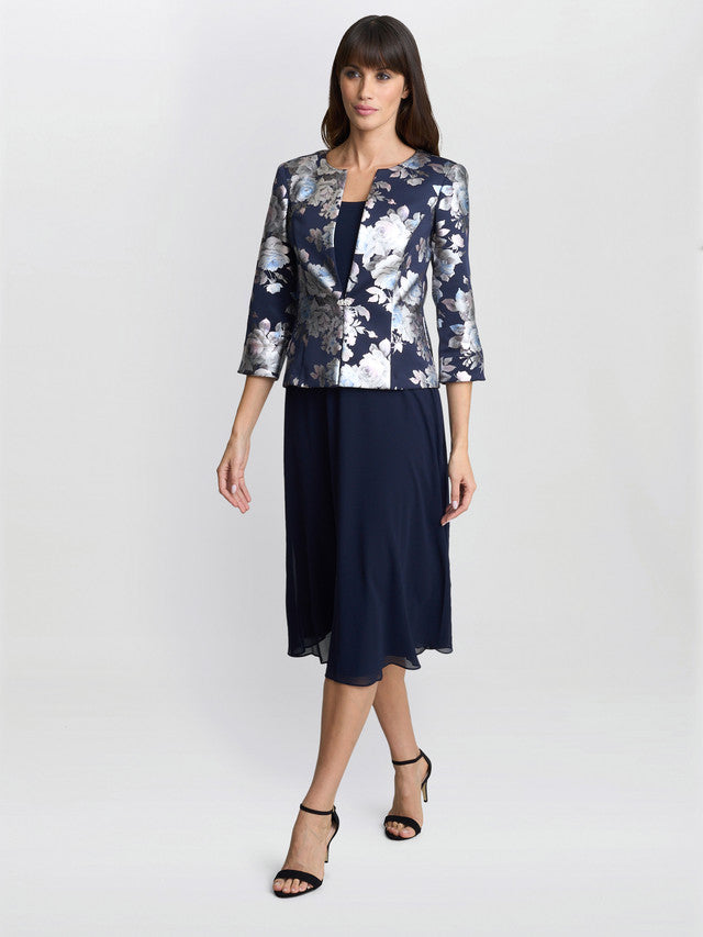  Sandra Floral Print Jacquard Jacket And Dress