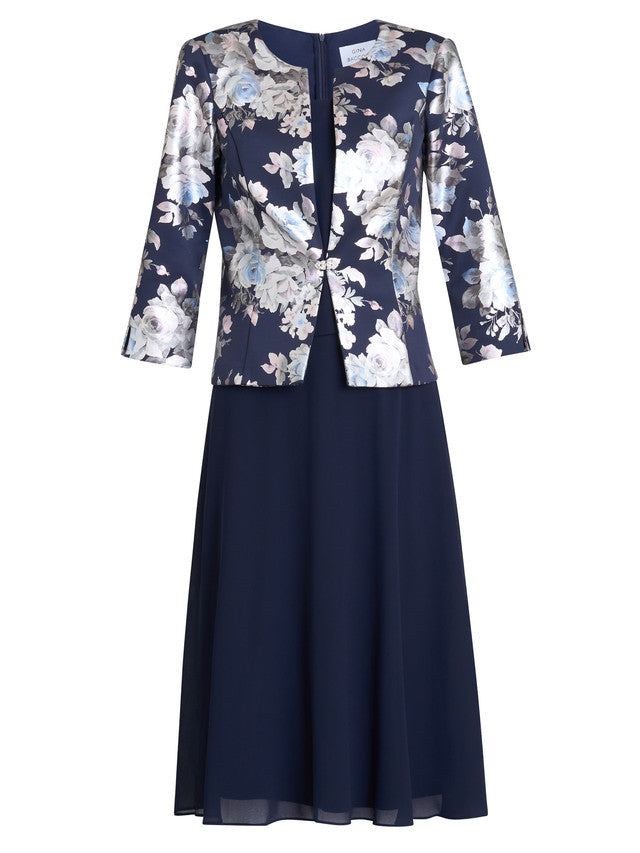  Sandra Floral Print Jacquard Jacket And Dress