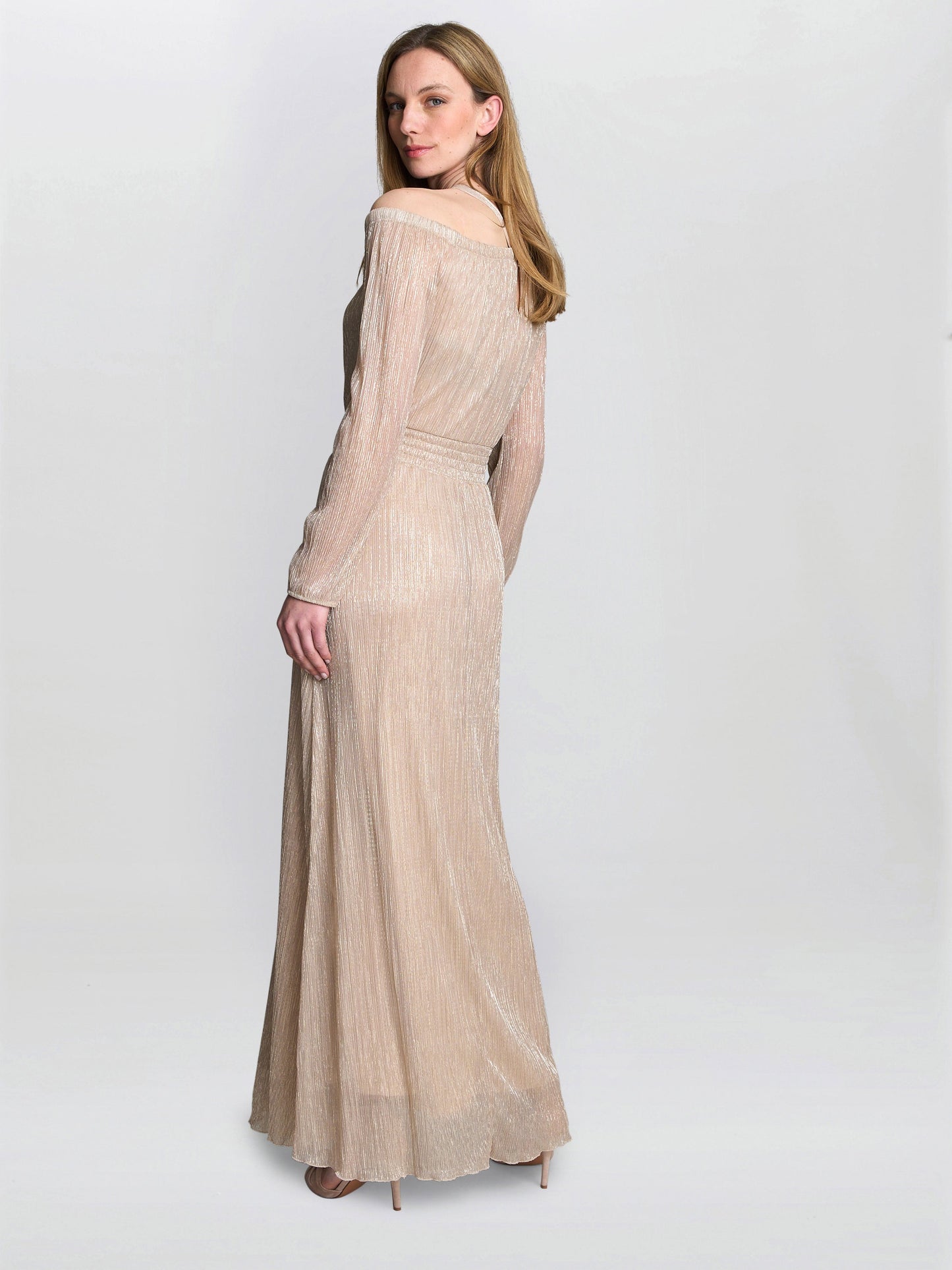  Sylvia Metallic Off The Shoulder Dress