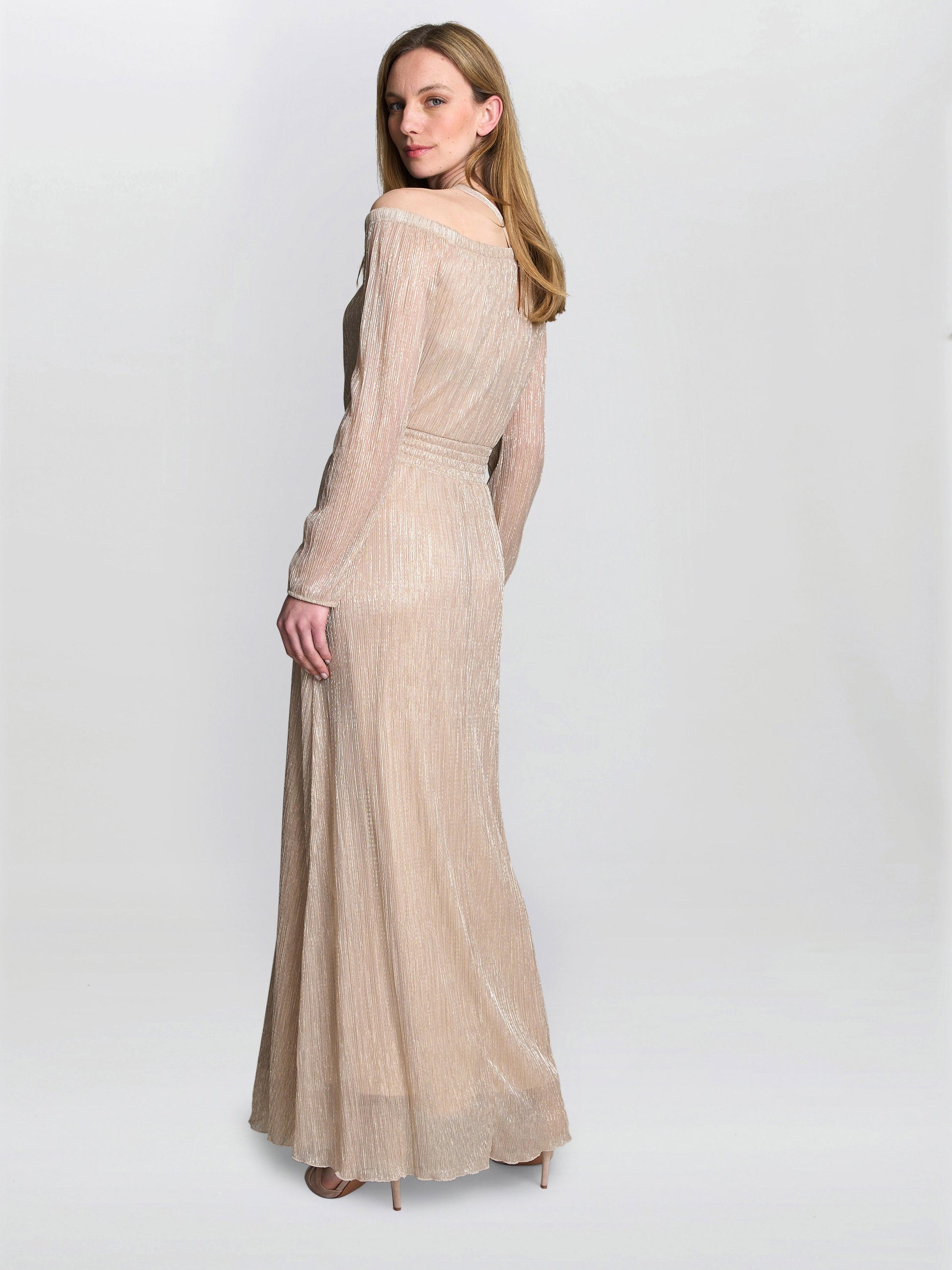 Sylvia Metallic Off The Shoulder Dress