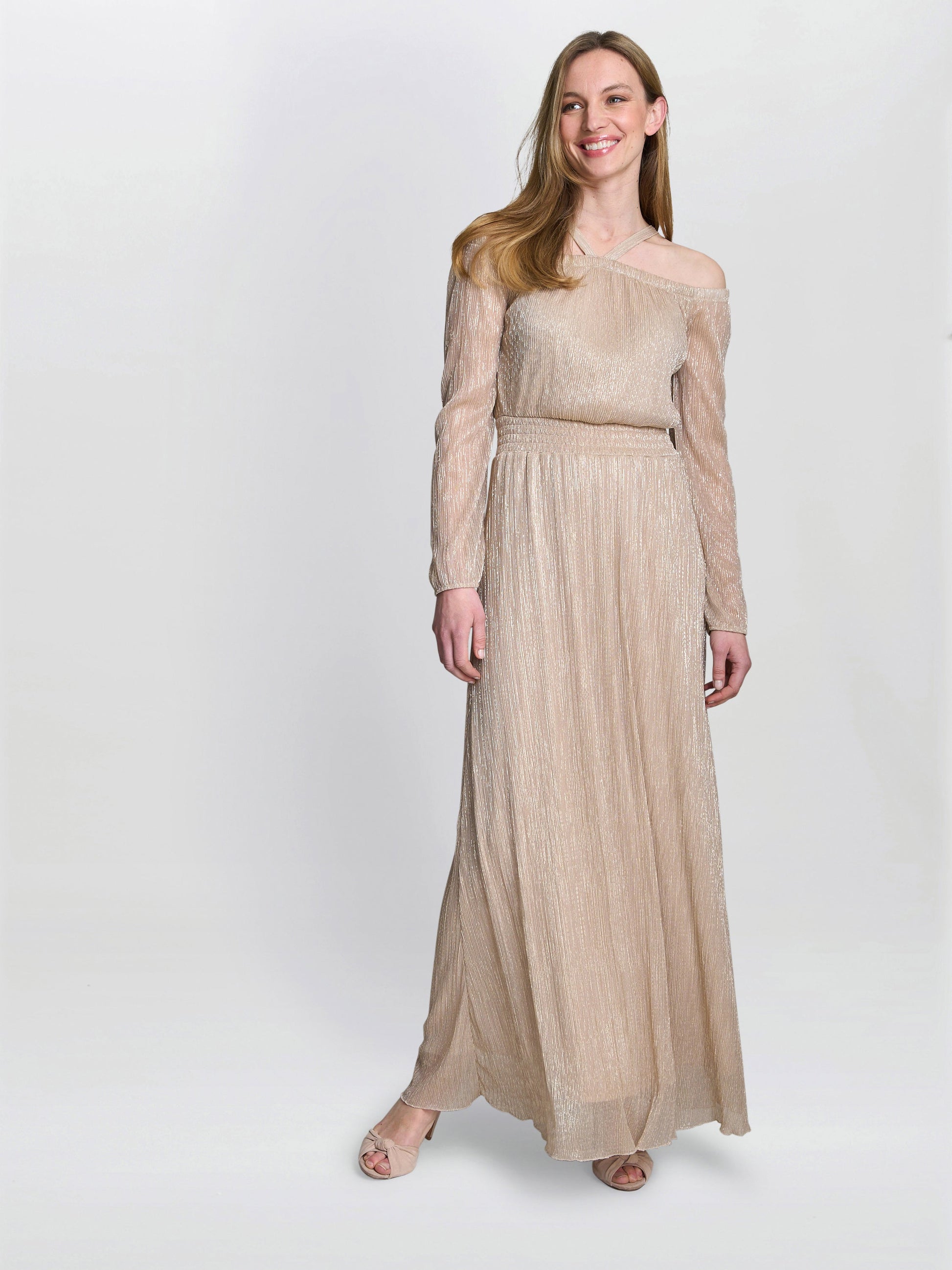 Sylvia Metallic Off The Shoulder Dress