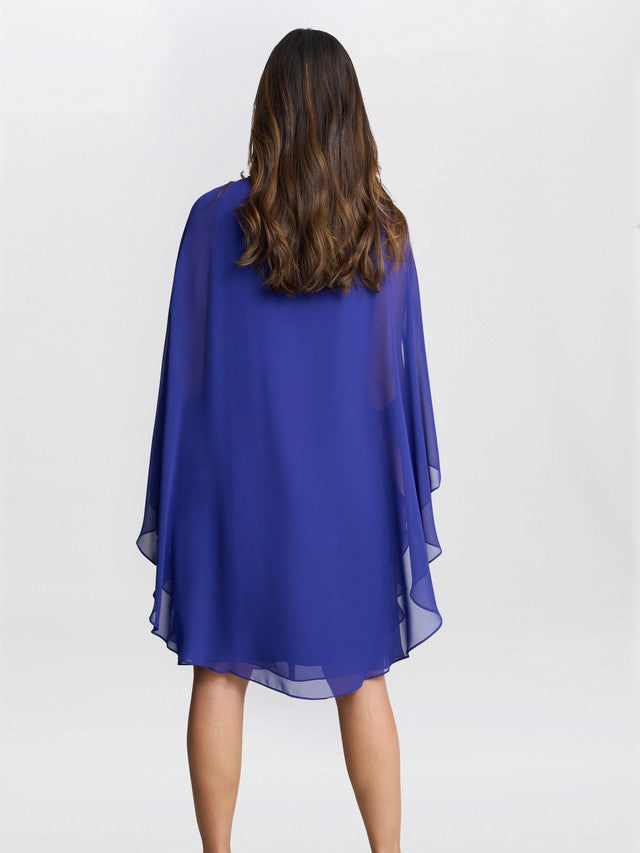  Laura Chiffon Cape And Beaded Neck Dress