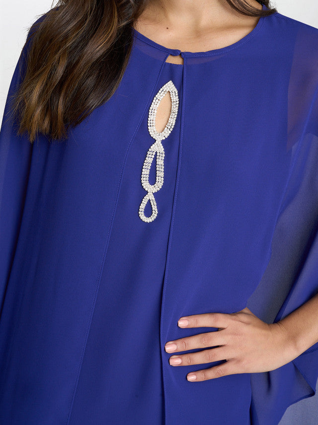  Laura Chiffon Cape And Beaded Neck Dress