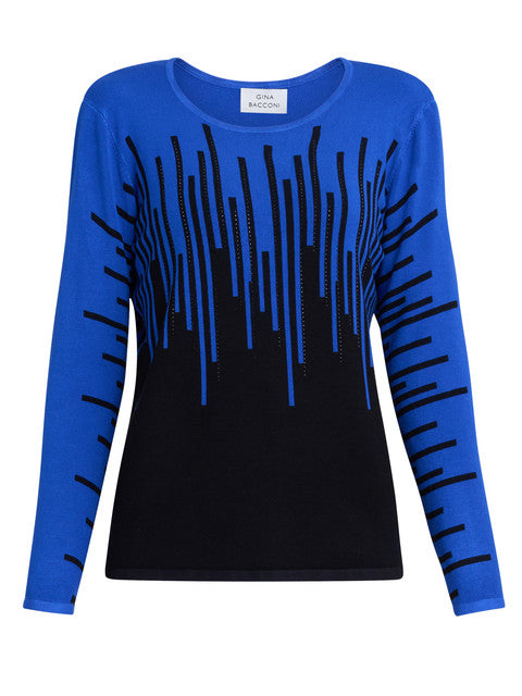  Kellie Stripe Effect Jumper With Diamantes