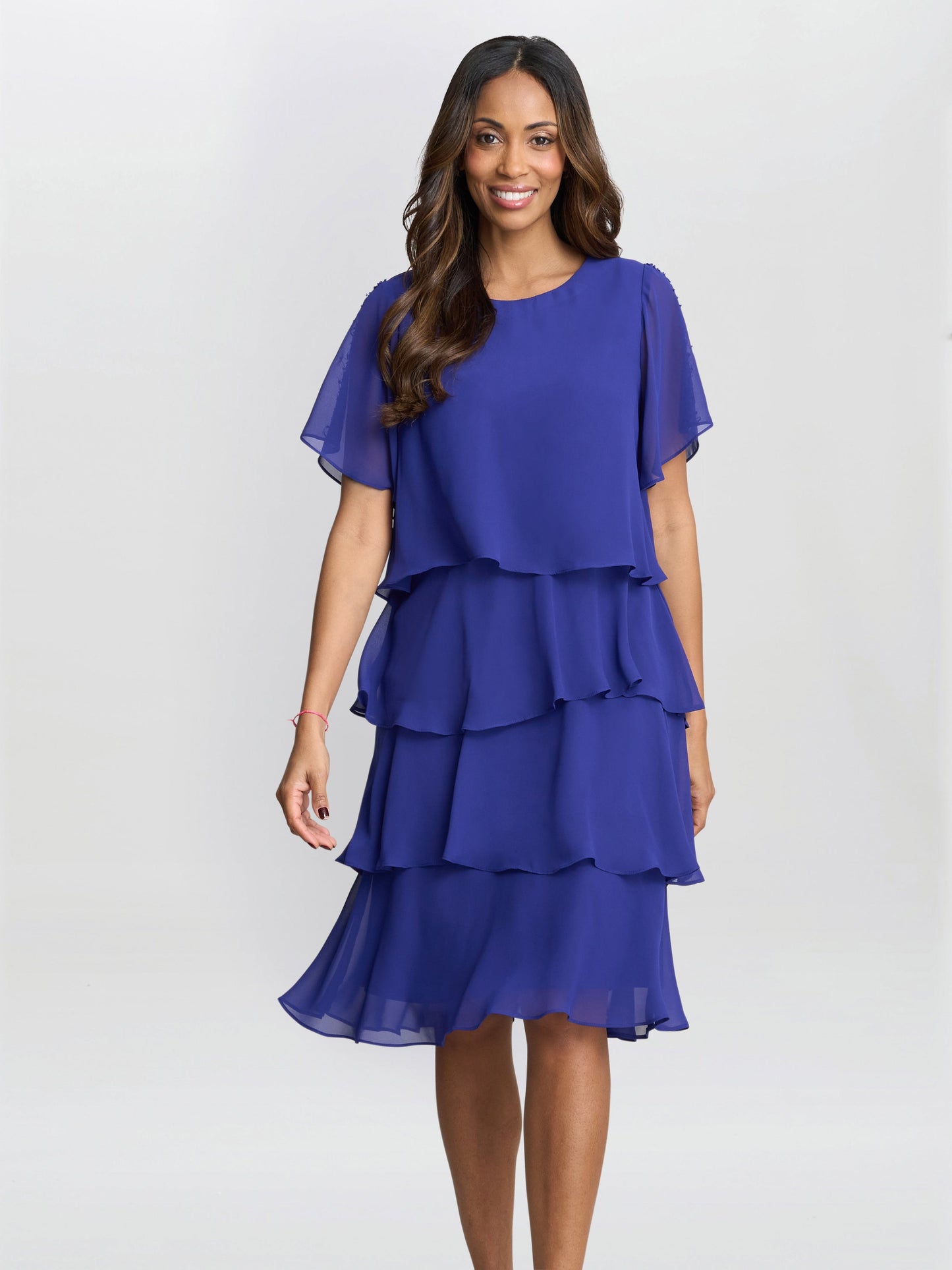  Cherry Tiered Chiffon Dress
