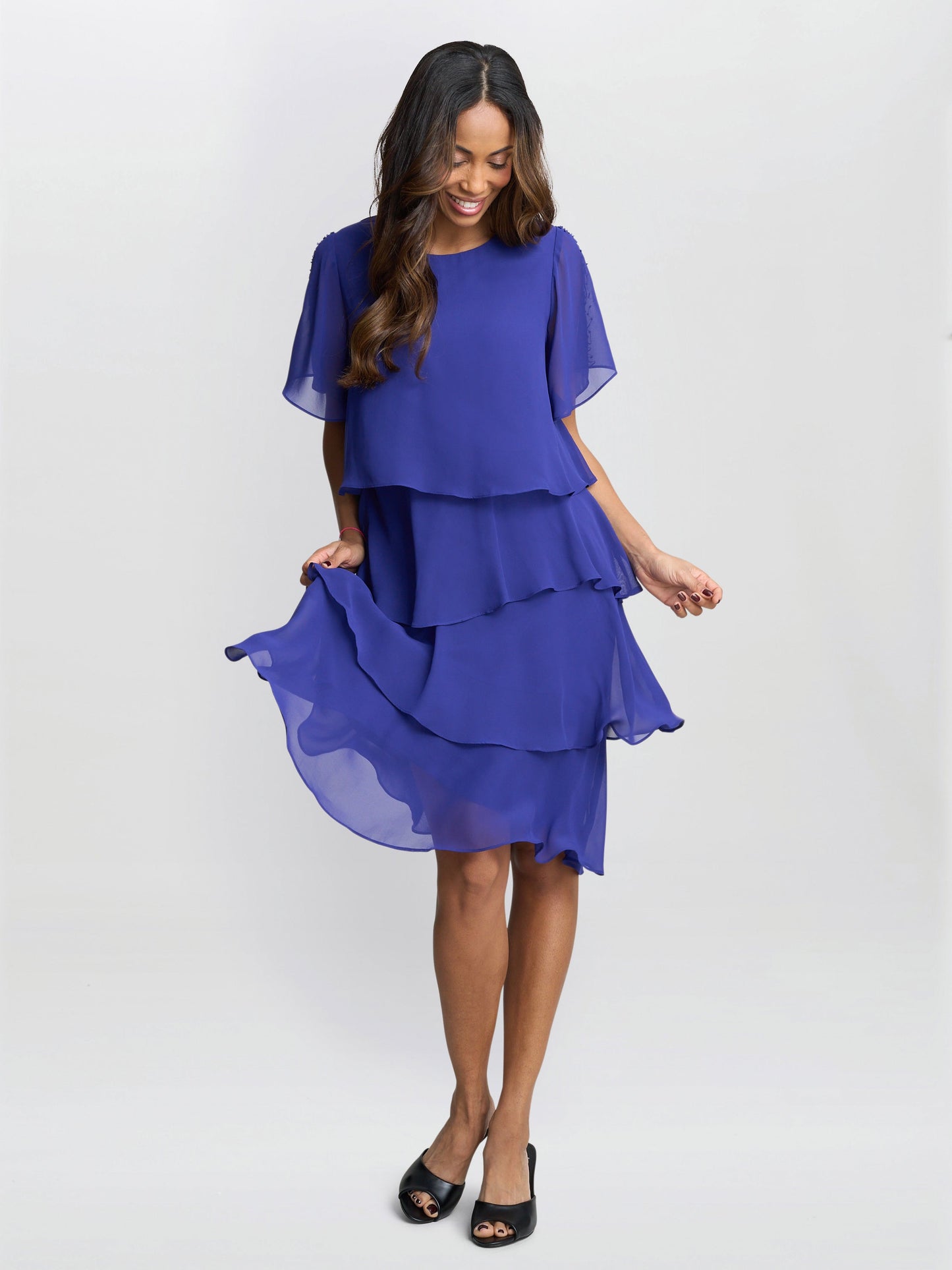  Cherry Tiered Chiffon Dress