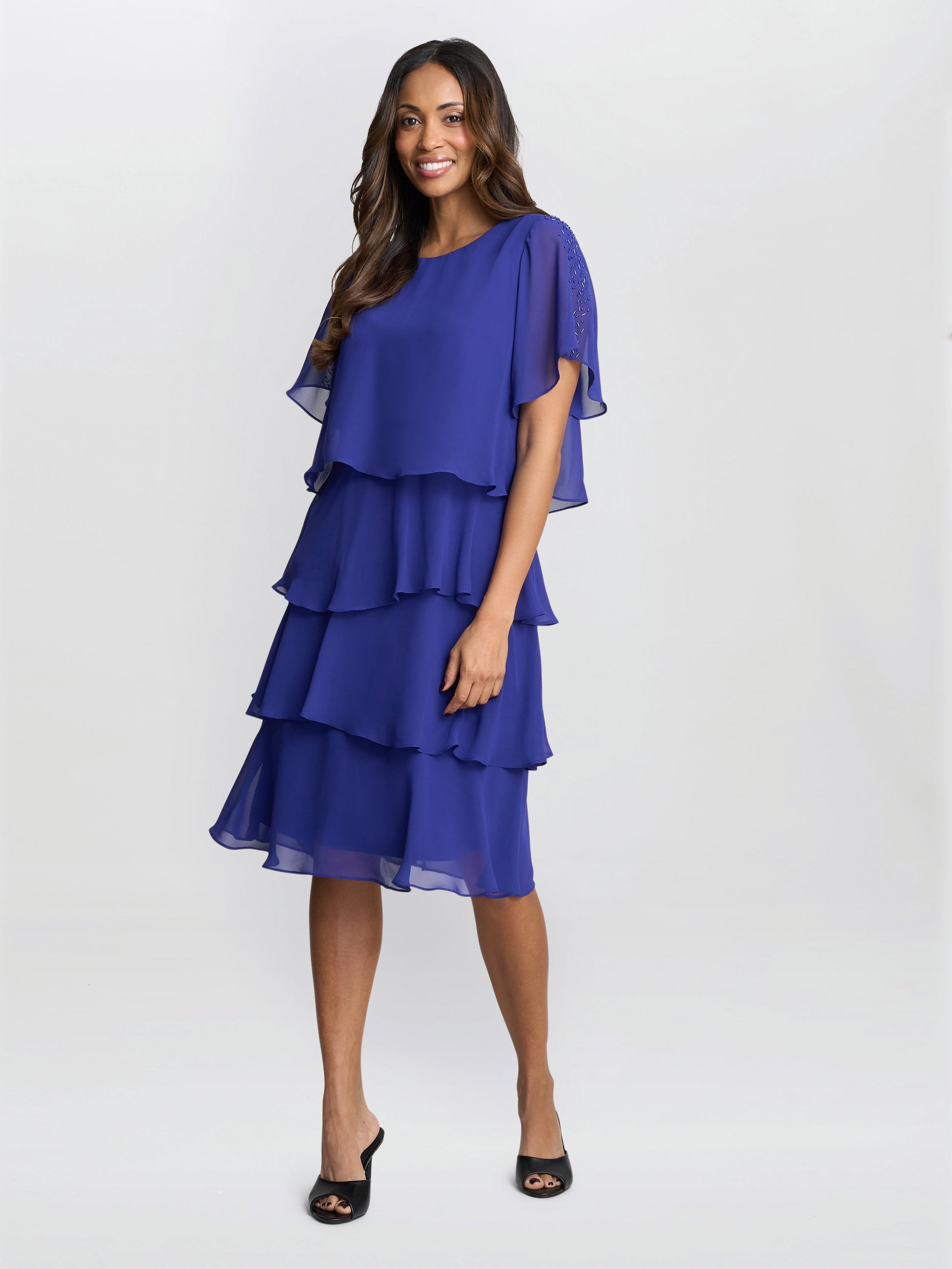  Cherry Tiered Chiffon Dress