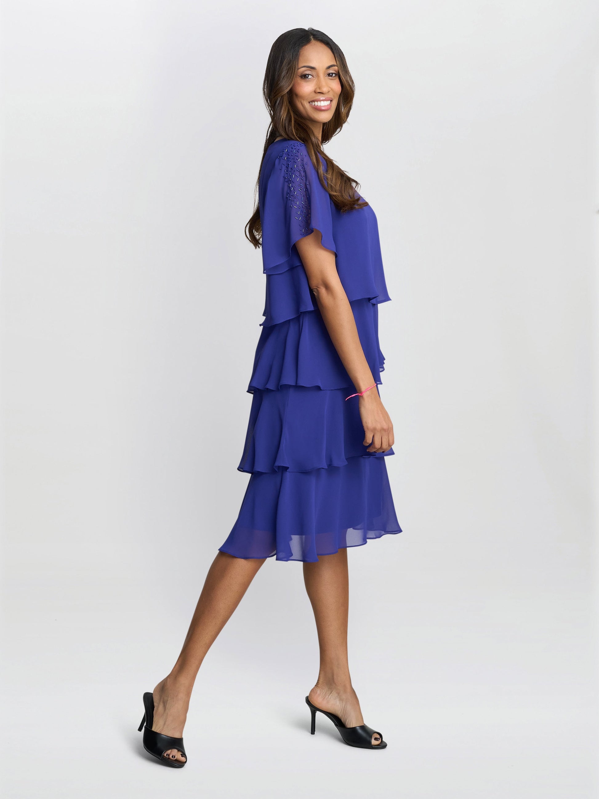  Cherry Tiered Chiffon Dress