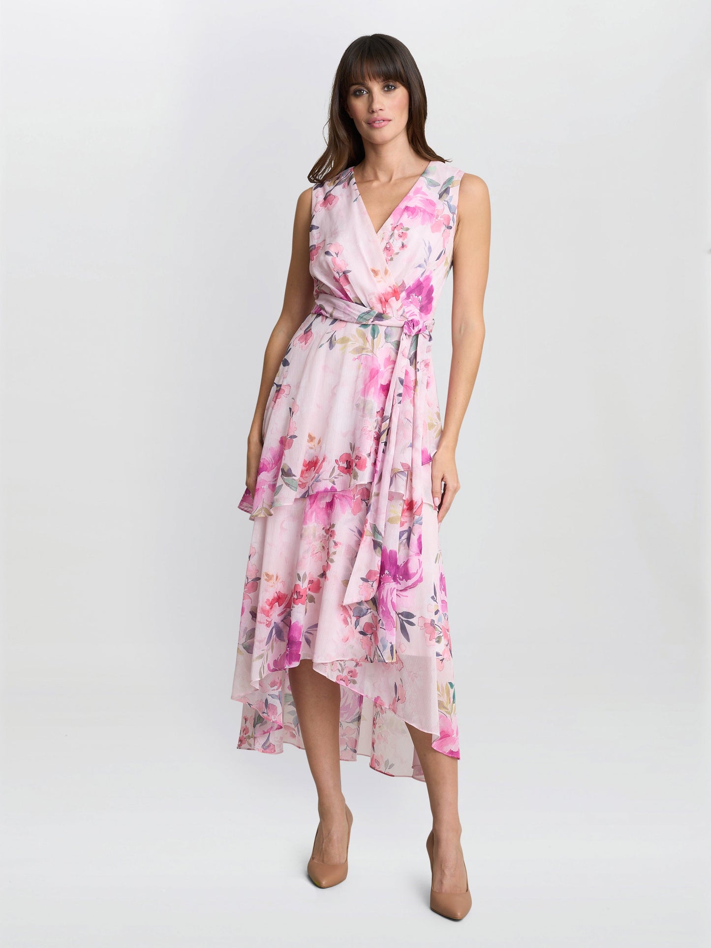  Evelynn Floral Wrap Effect Hi-low Dress