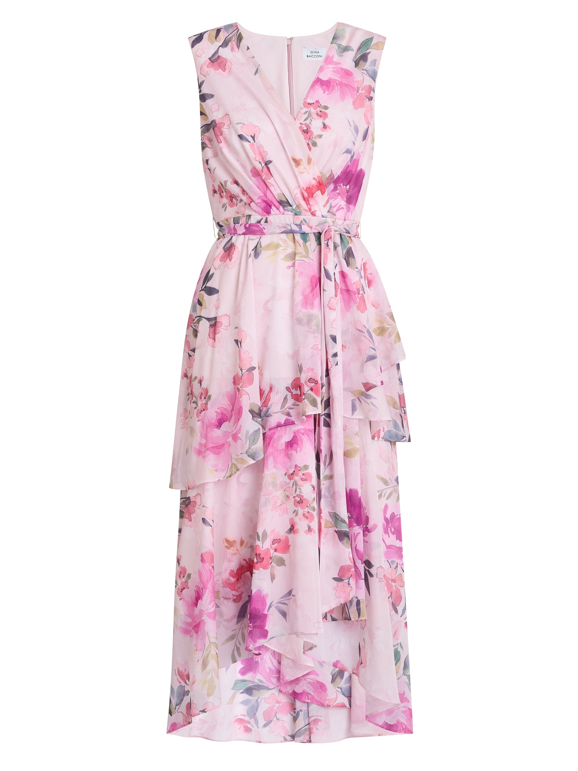  Evelynn Floral Wrap Effect Hi-low Dress