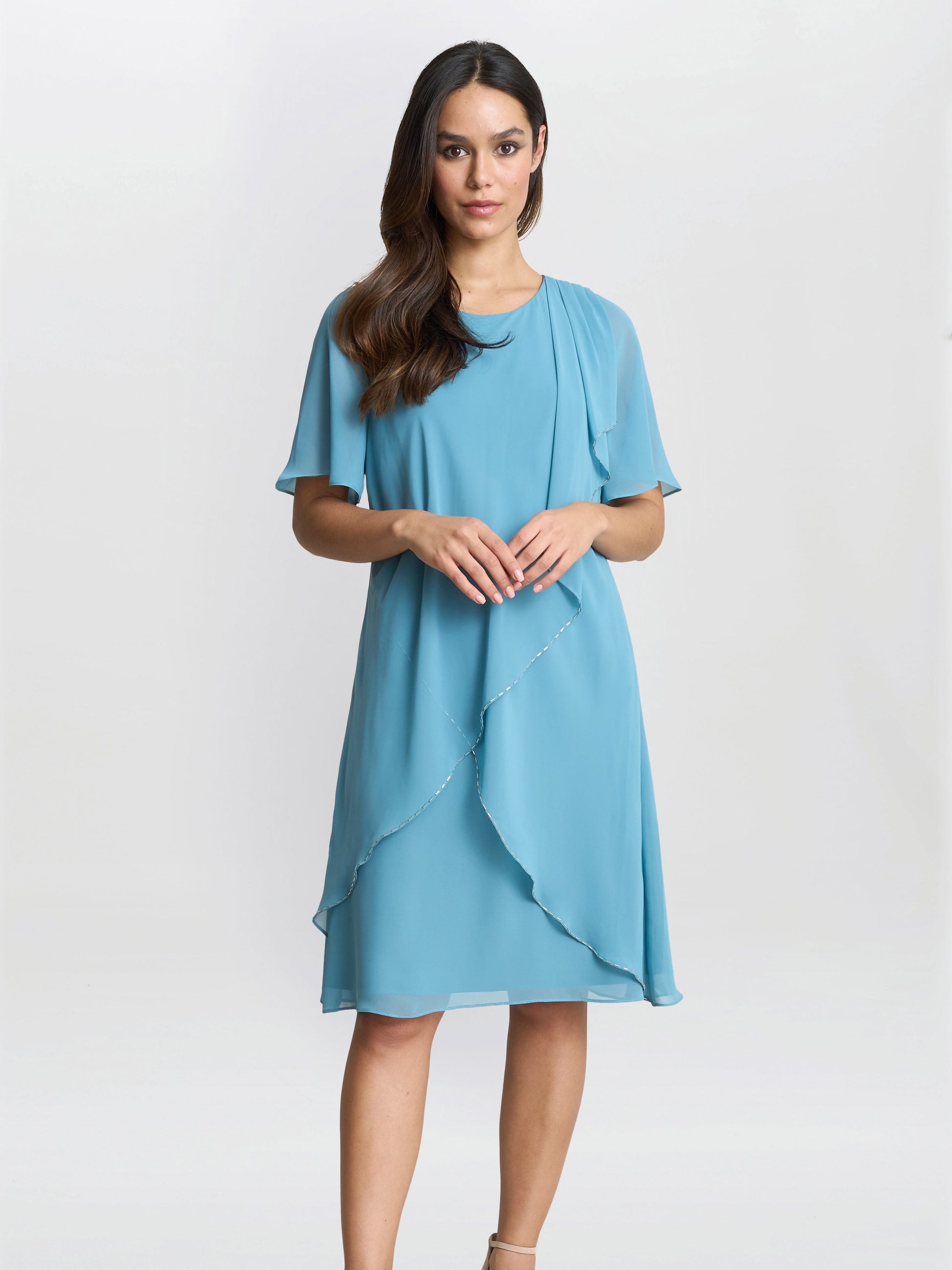  Hallie Blue Floral Tier Dress