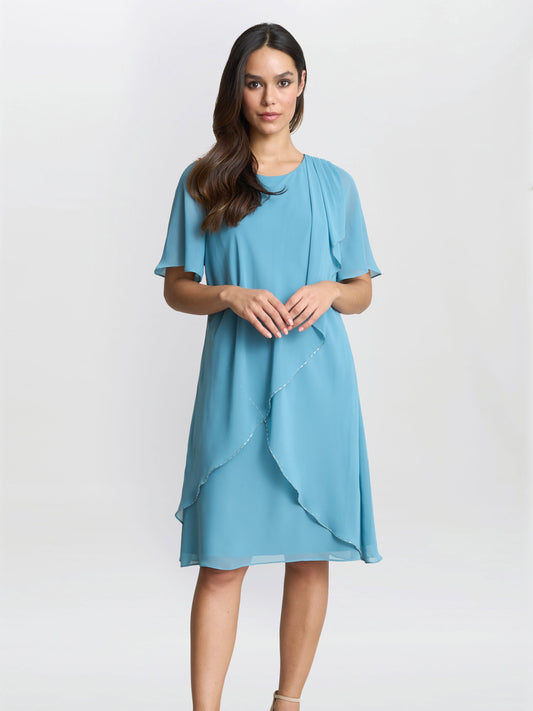  Hallie Blue Floral Tier Dress