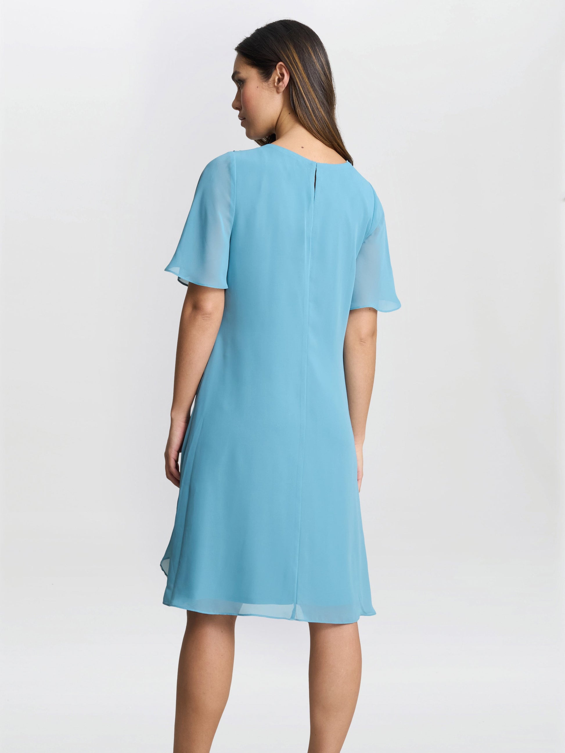  Hallie Blue Floral Tier Dress