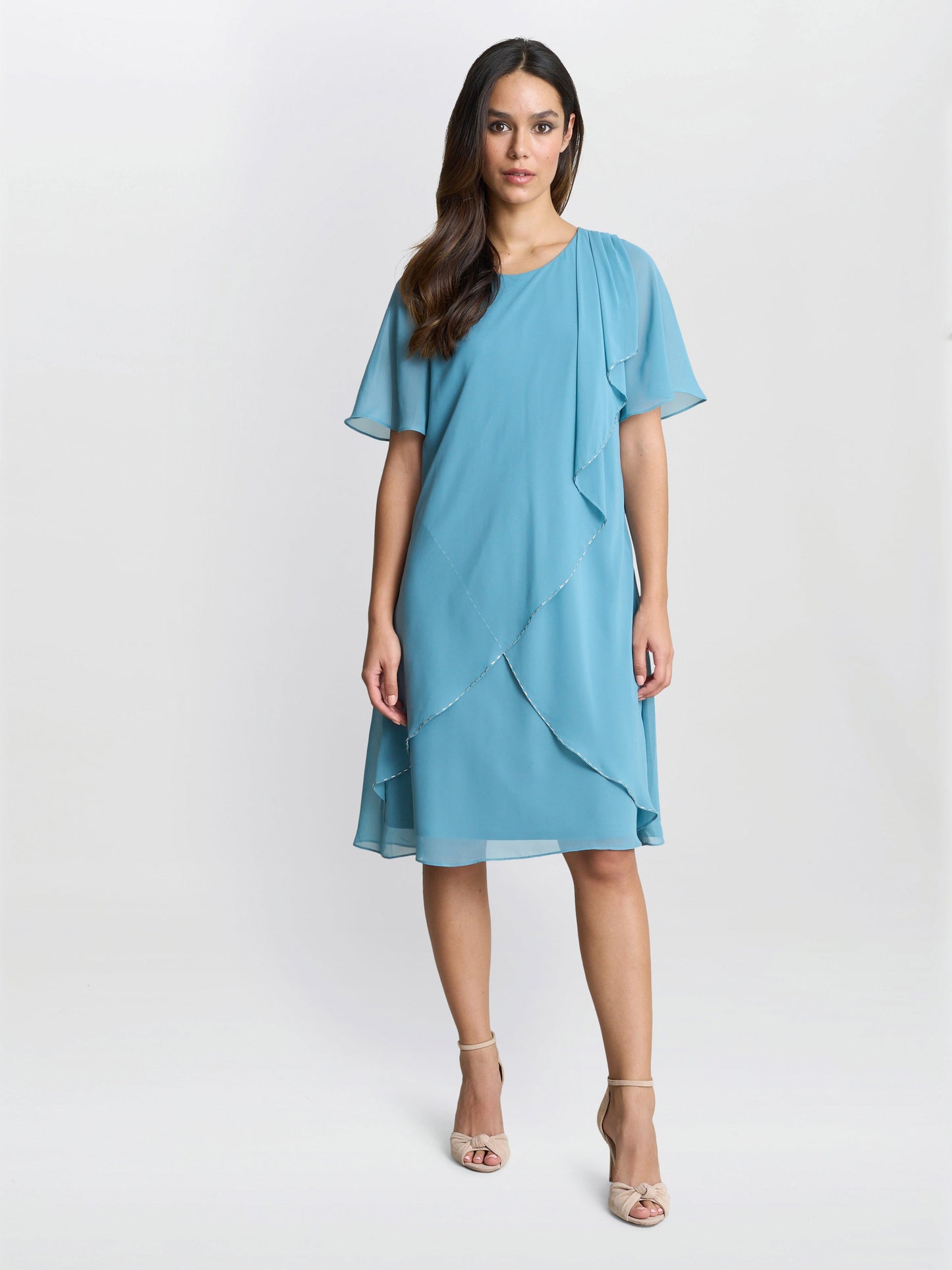 Hallie Blue Floral Tier Dress