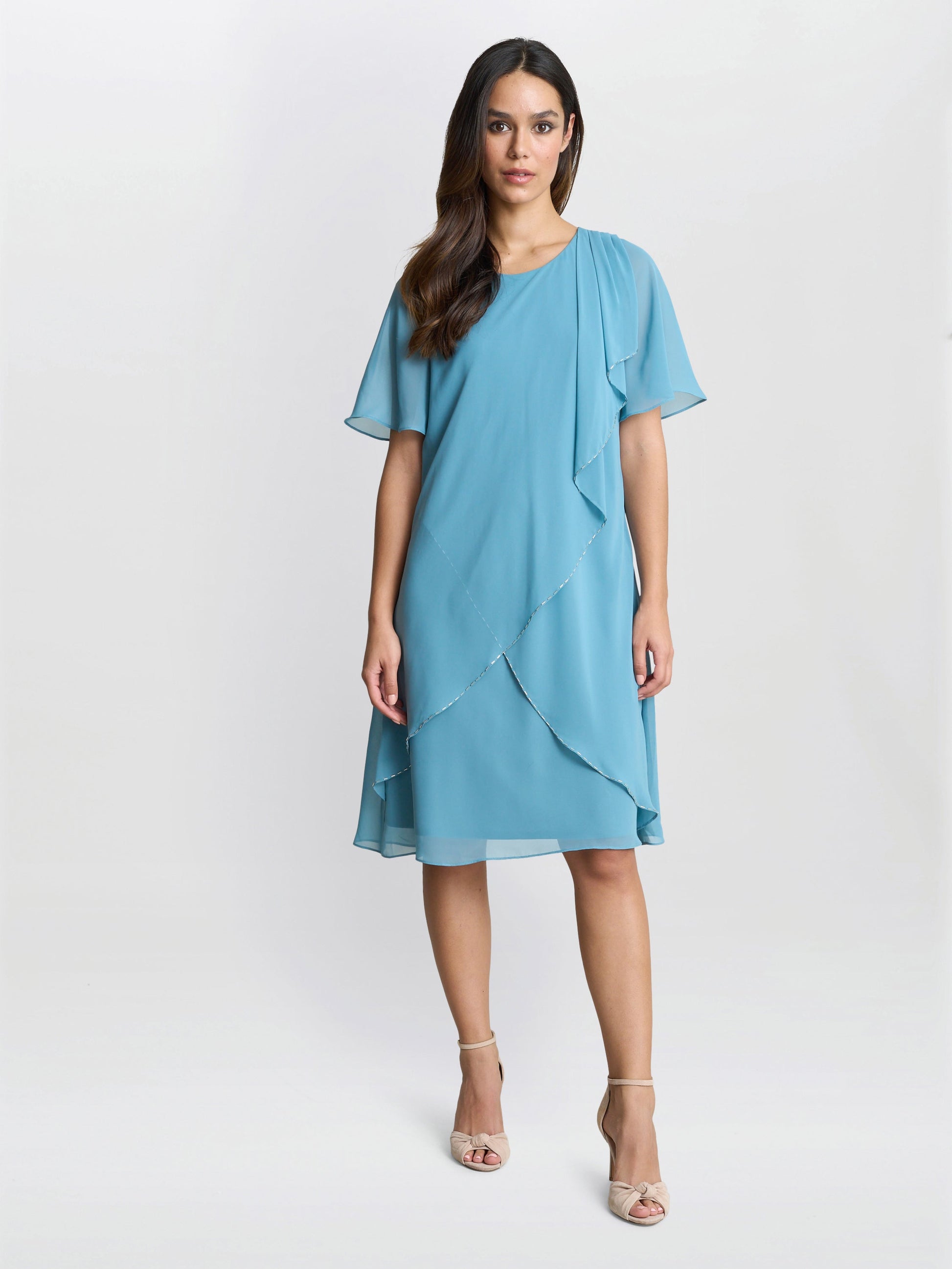  Hallie Blue Floral Tier Dress