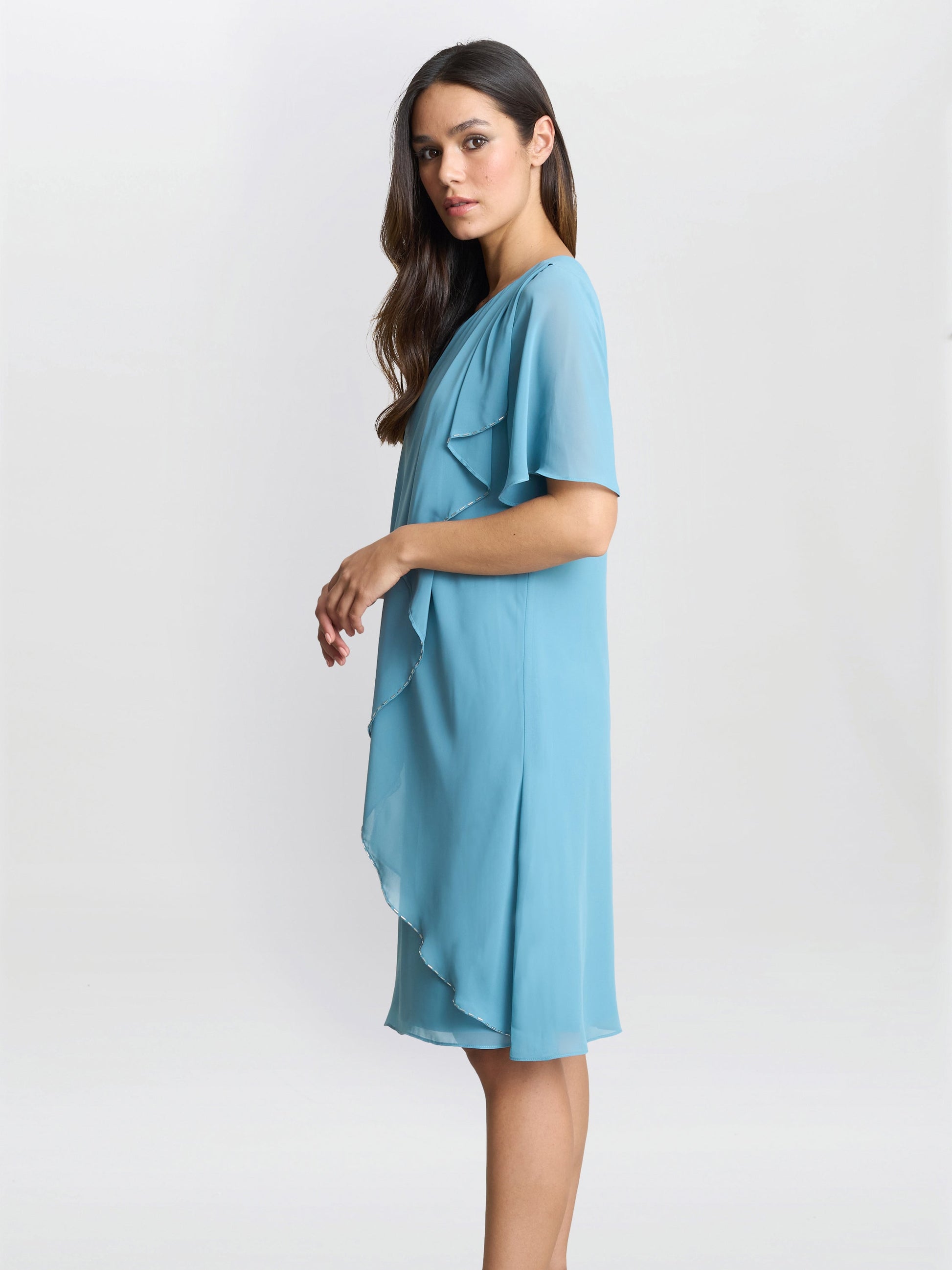  Hallie Blue Floral Tier Dress
