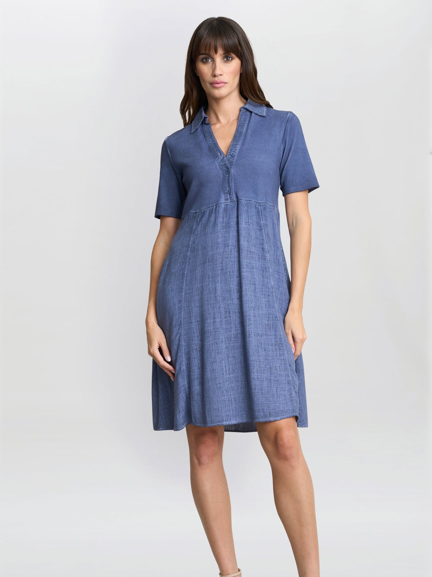  Aaliyah Chambray Demin And Jersey Dress
