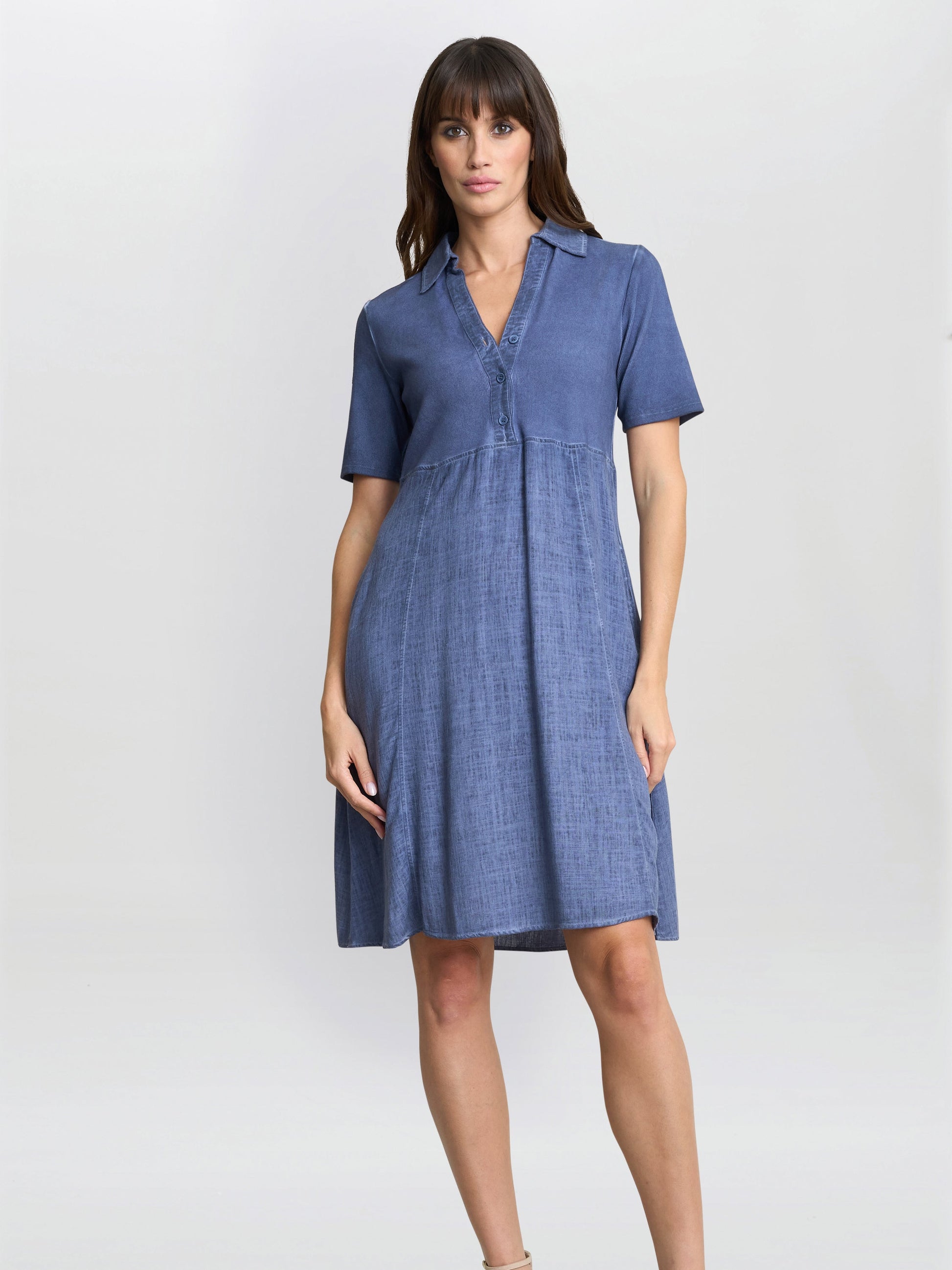  Aaliyah Chambray Demin And Jersey Dress