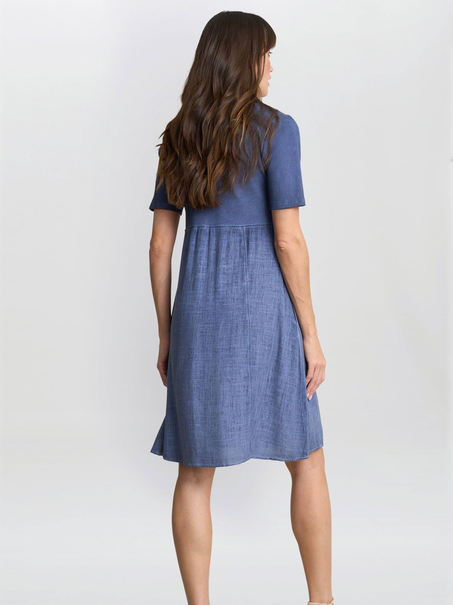  Aaliyah Chambray Demin And Jersey Dress