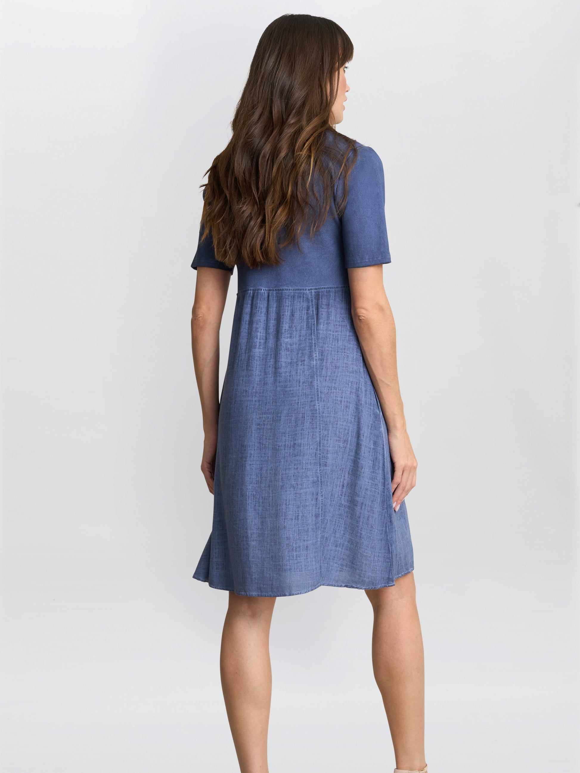  Aaliyah Chambray Demin And Jersey Dress
