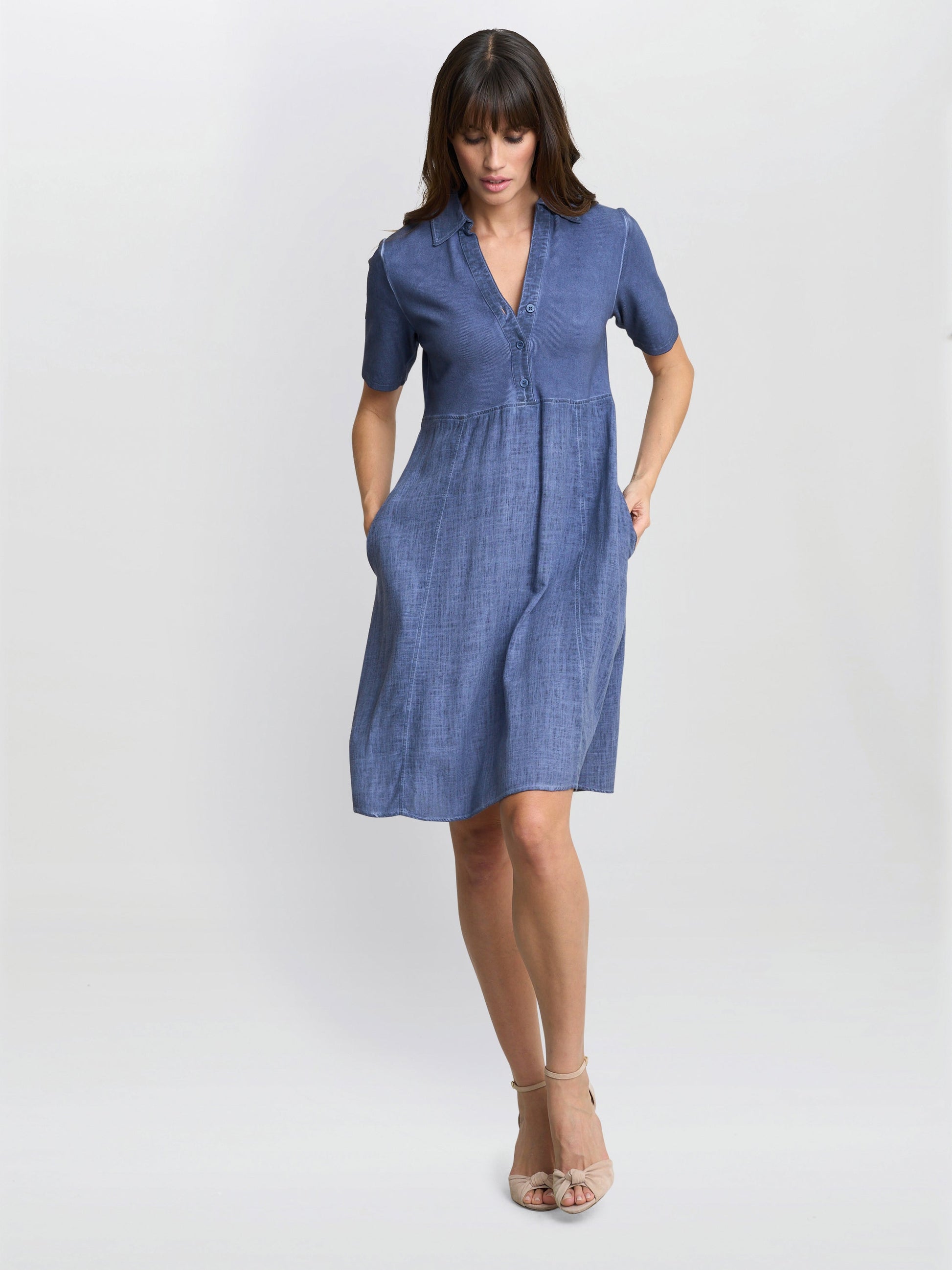  Aaliyah Chambray Demin And Jersey Dress
