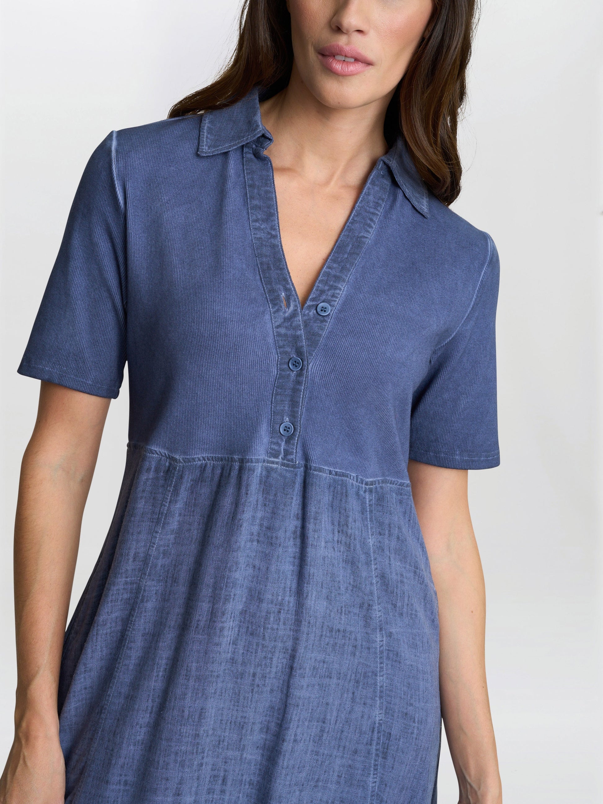  Aaliyah Chambray Demin And Jersey Dress