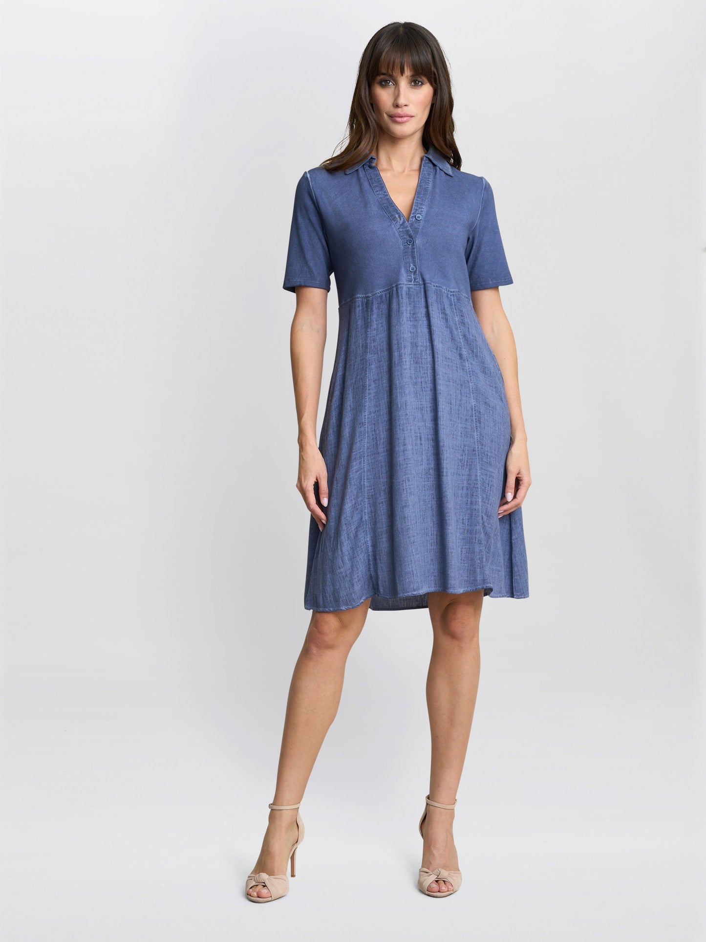  Aaliyah Chambray Demin And Jersey Dress
