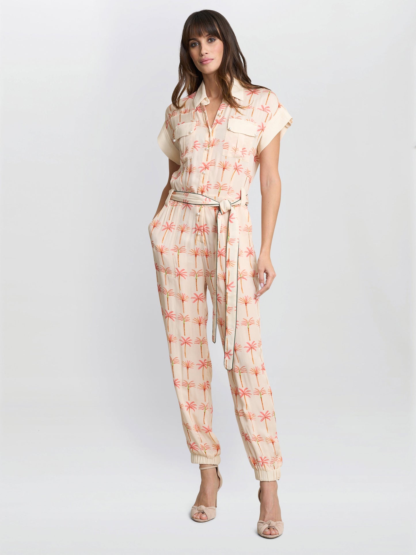  Natalia Palm Tree Print Jumpsuit