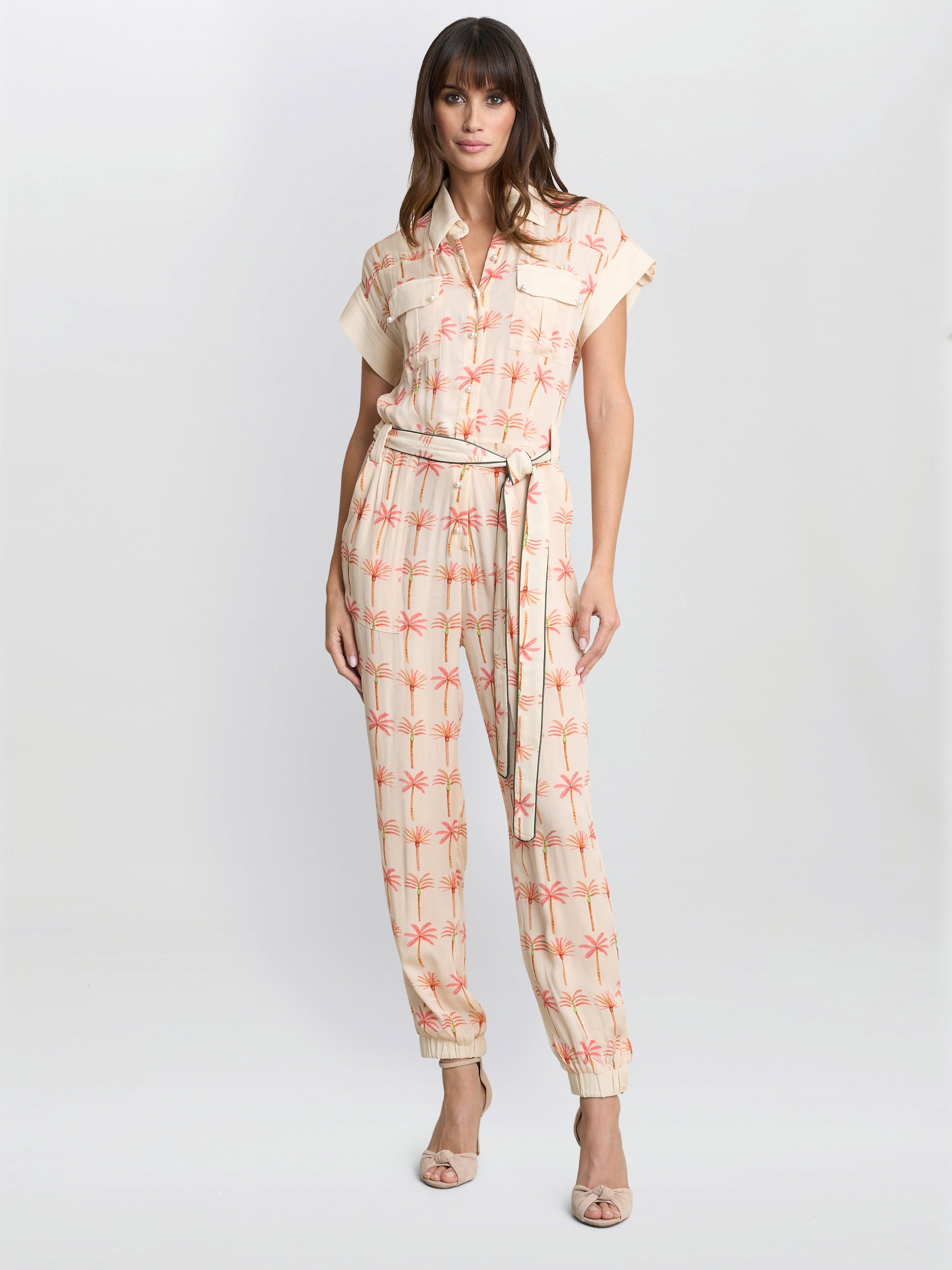  Natalia Palm Tree Print Jumpsuit