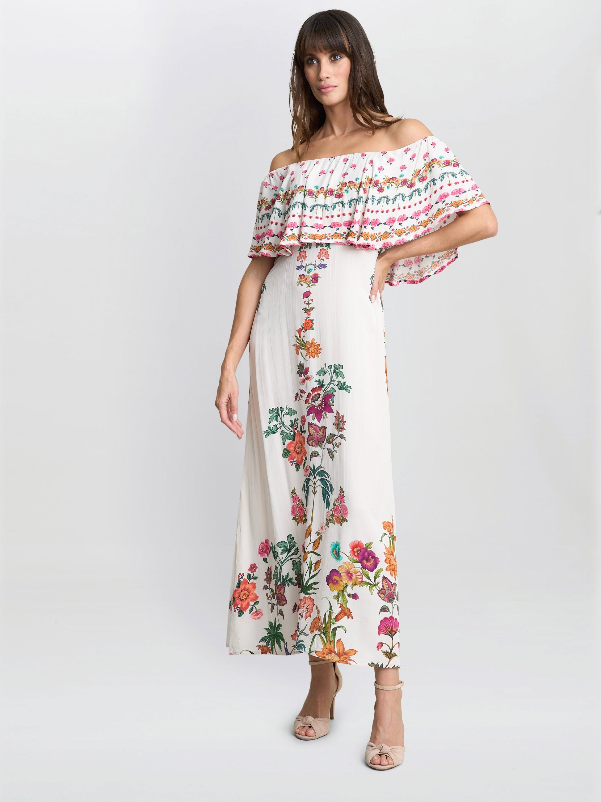  Rose Off The Shoulder Frill Dress