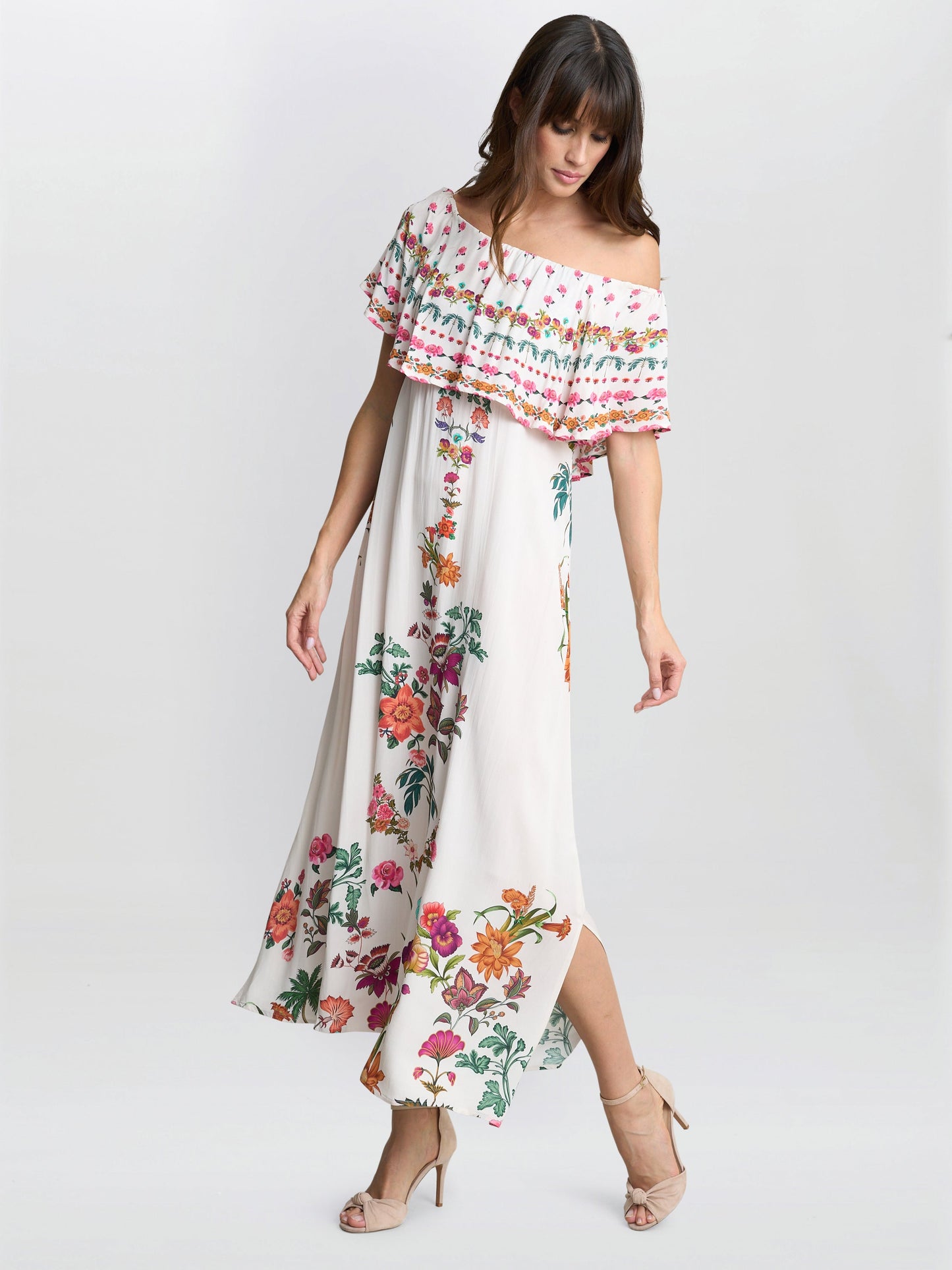  Rose Off The Shoulder Frill Dress