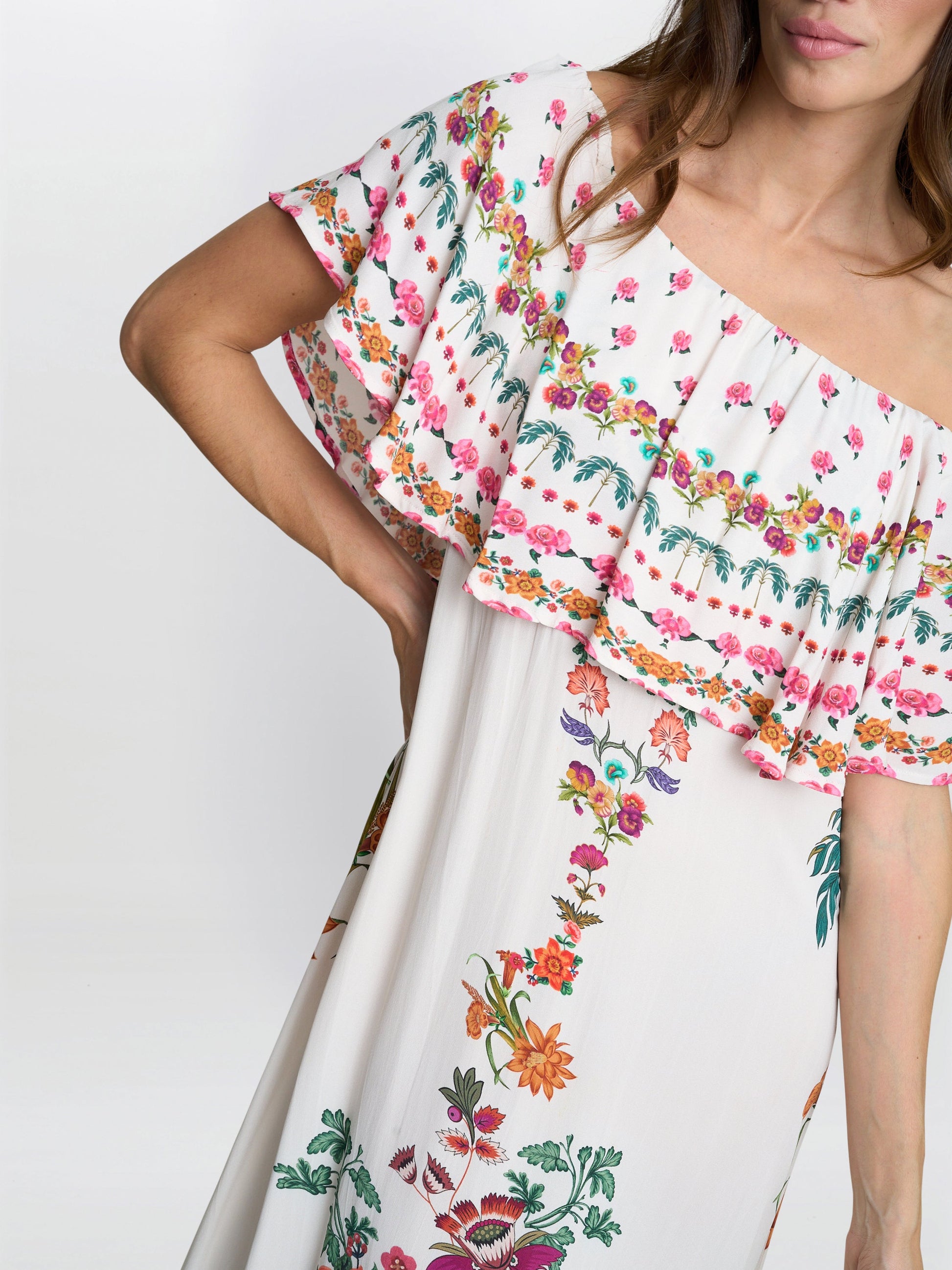  Rose Off The Shoulder Frill Dress