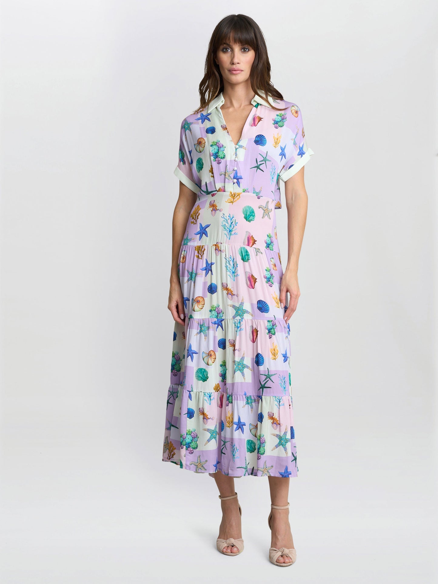  Liv Seashell Print Shirt Dress