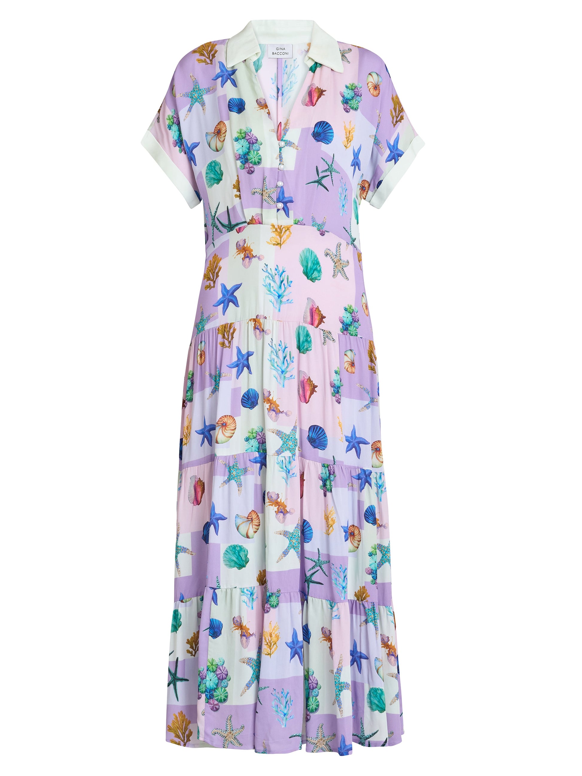  Liv Seashell Print Shirt Dress
