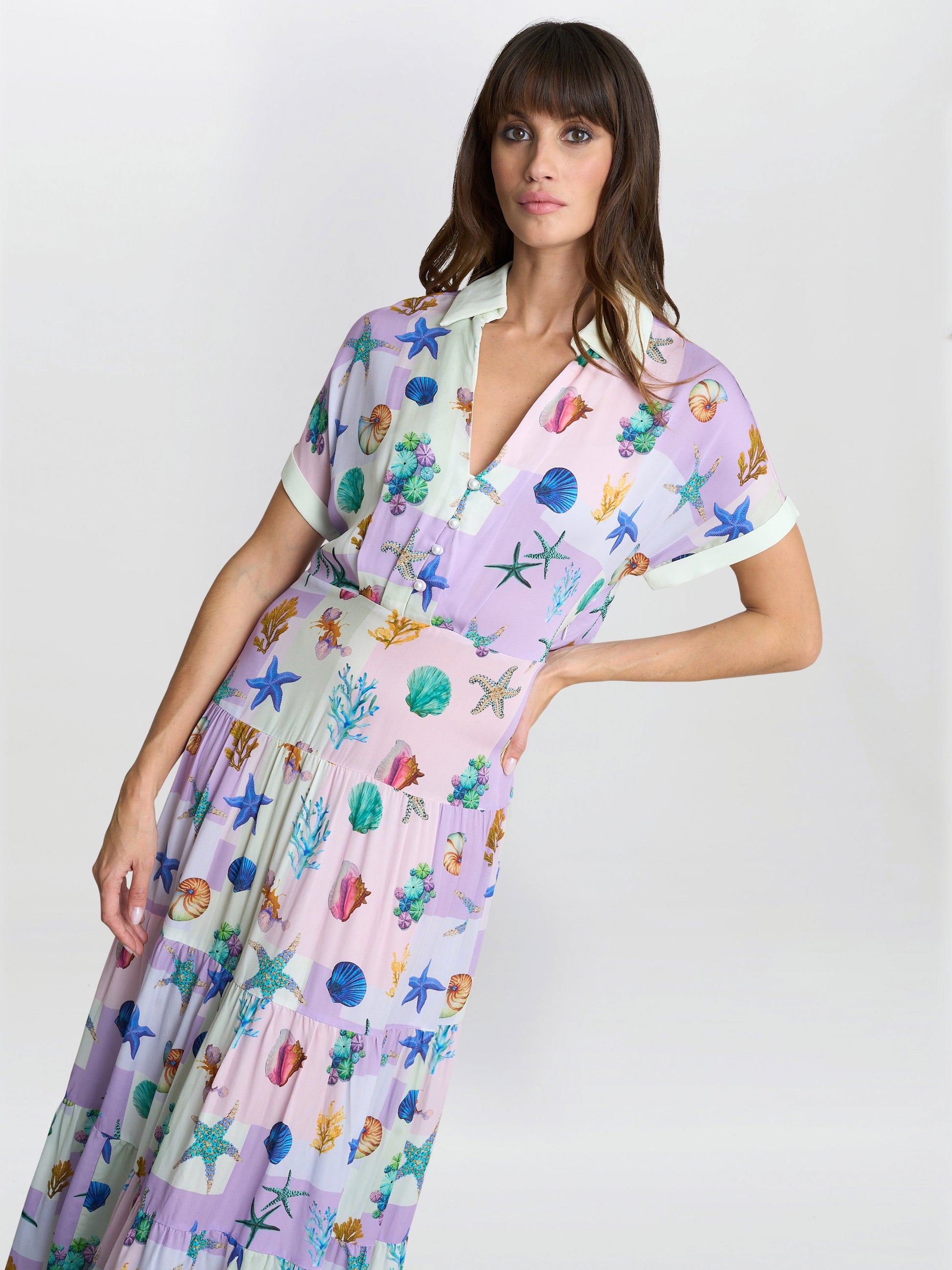  Liv Seashell Print Shirt Dress