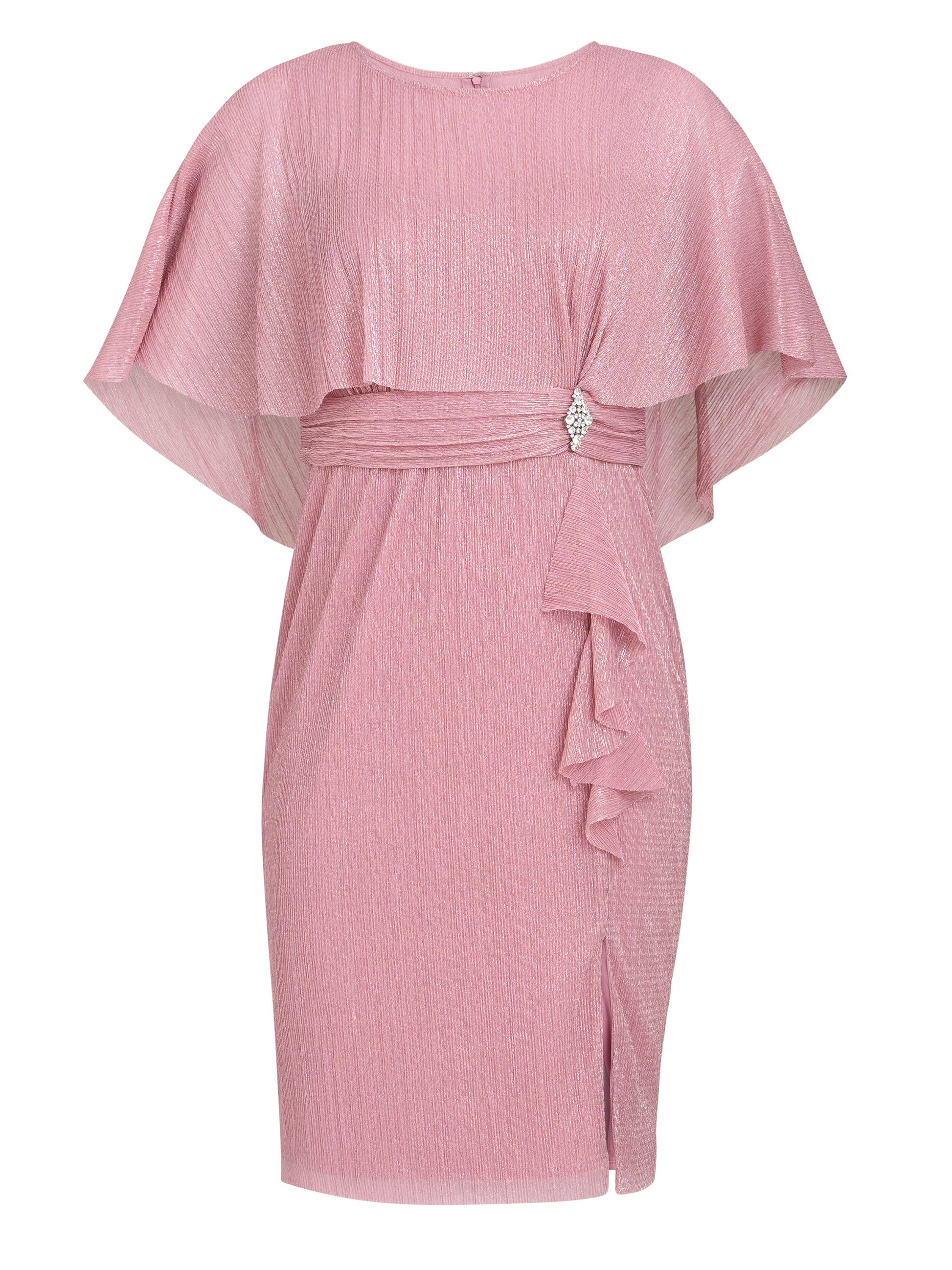  Sonya Pleated Dress With Brooch